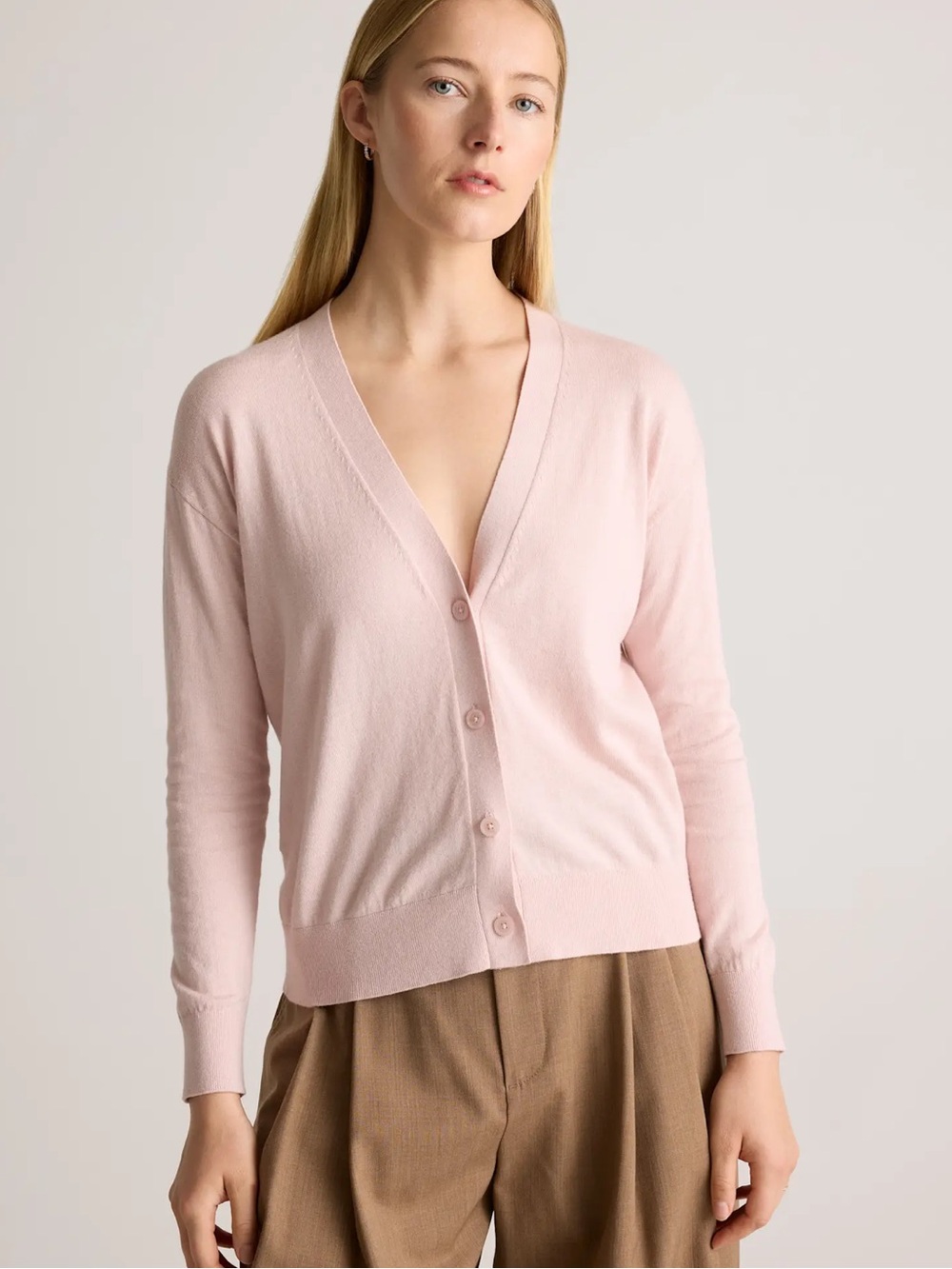 J. Crew Pale Pink V-Neck Button Cardigan